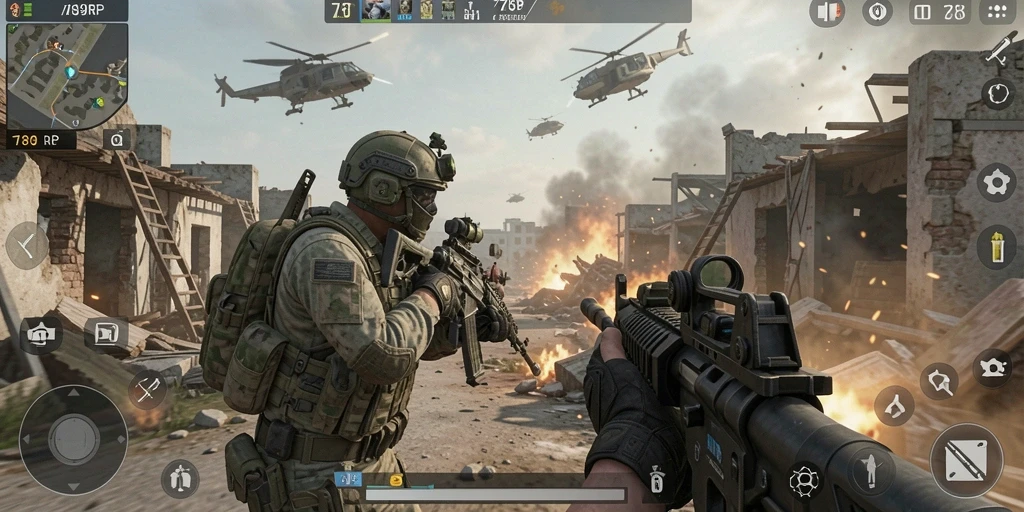 Tampilan gameplay seru dengan aksi menembak yang mendebarkan.