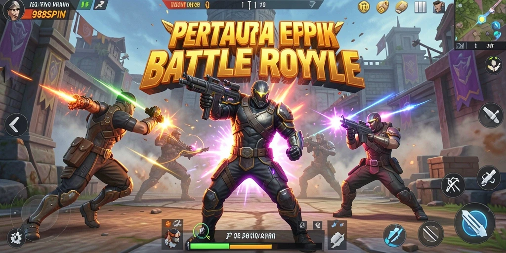 Gameplay seru dalam 988SPIN dengan aksi Battle Royale yang mendebarkan.