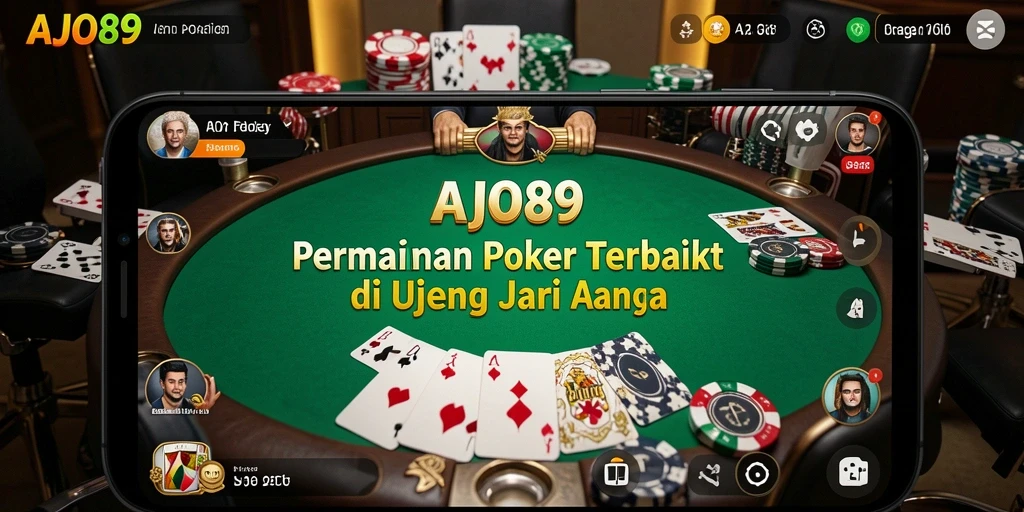 Tangkapan layar gameplay AJO89 menampilkan keseruan taruhan poker.