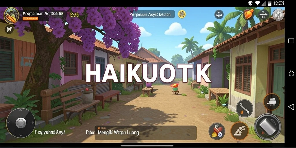 Tampilan gameplay HAIKUOTK yang ceria dan penuh warna.
