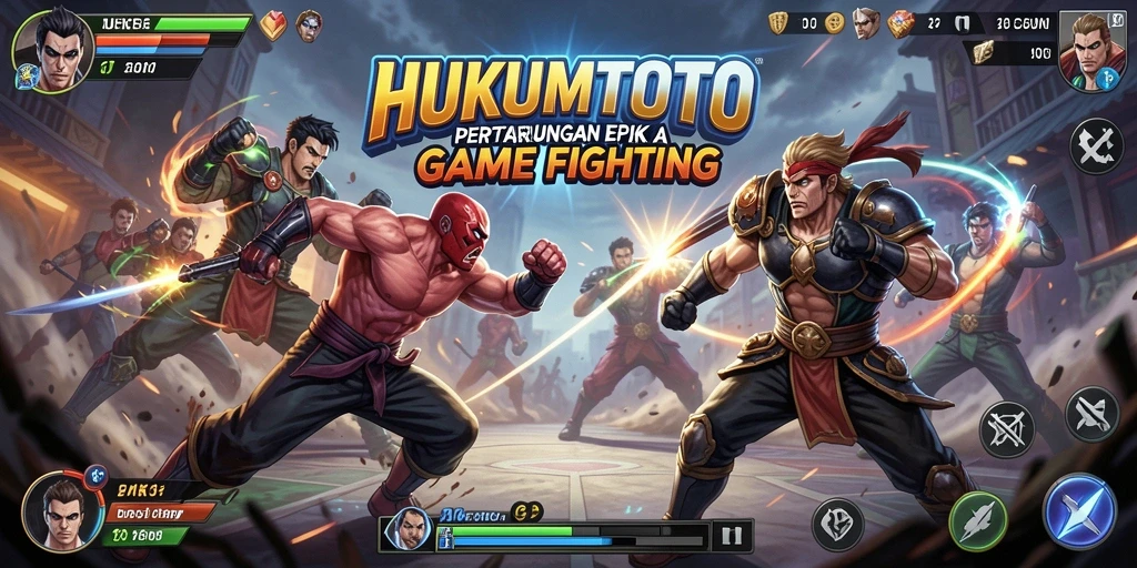 Gameplay HUKUMTOTO dengan pertarungan yang seru dan karakter beragam.