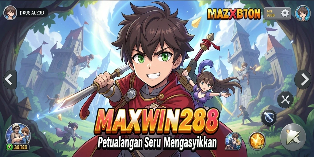 Tampilan gameplay menarik MAXWIN288 dengan karakter Anime yang penuh warna.