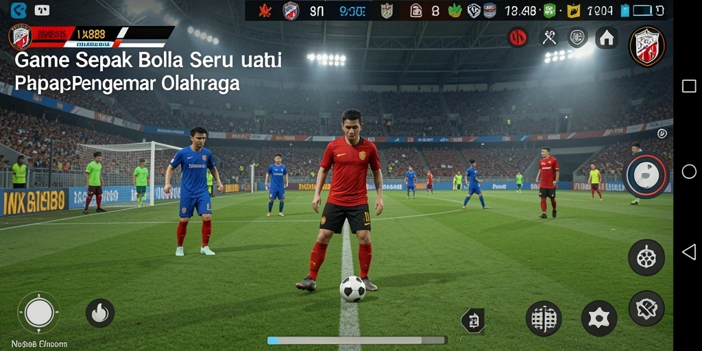 Gameplay NX888 dengan aksi seru di lapangan sepak bola.