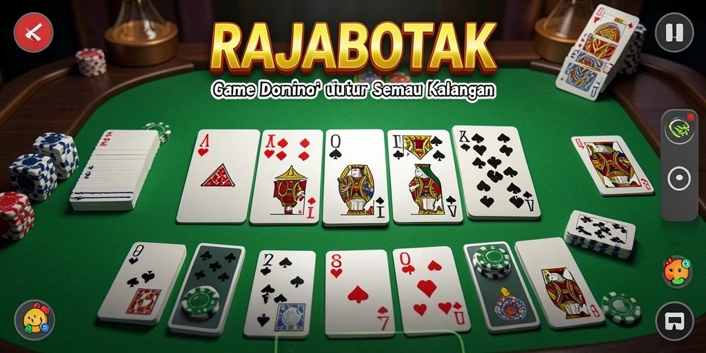 Screenshot gameplay RAJABOTAK menampilkan saat seru bermain domino.