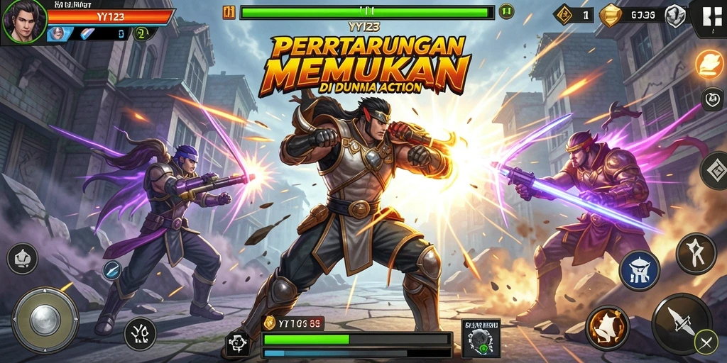 Tampilan aksi yang menegangkan dalam game YY123.